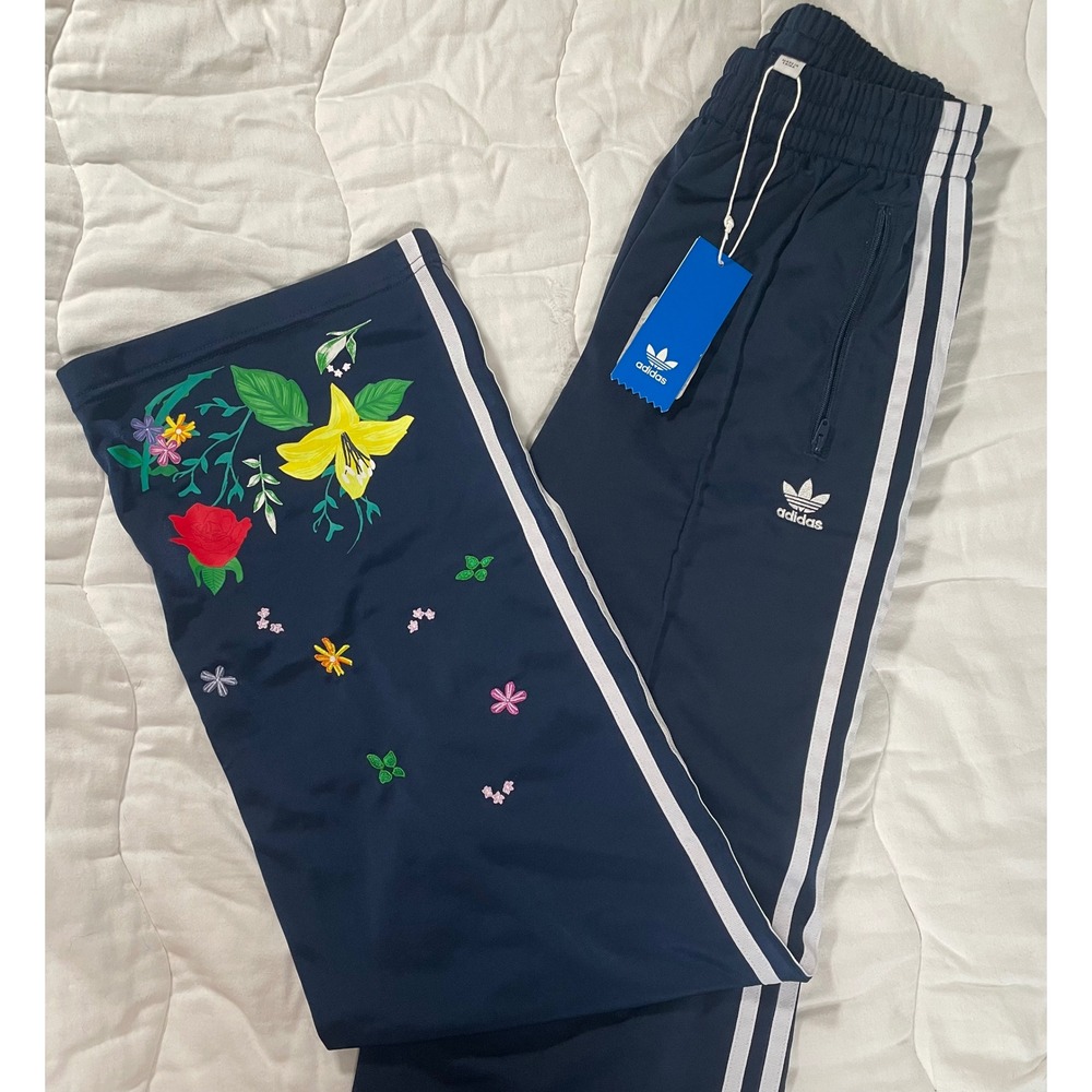 Adidas Originals HW Sailor TP Navy Floral Embroidered Track Pants ED6582 XS NWT